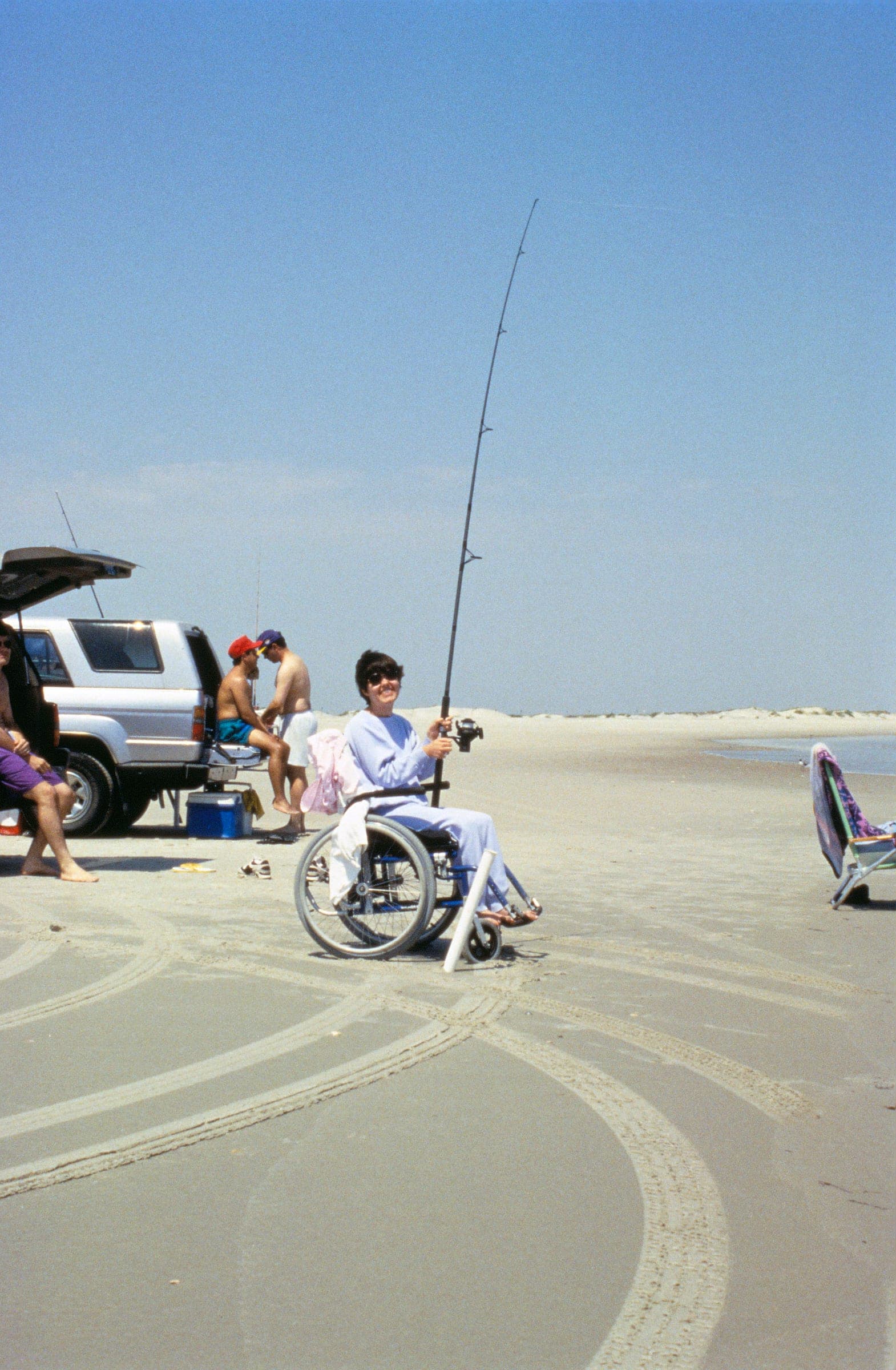Surf fishing from the sand on the North Carolina coast