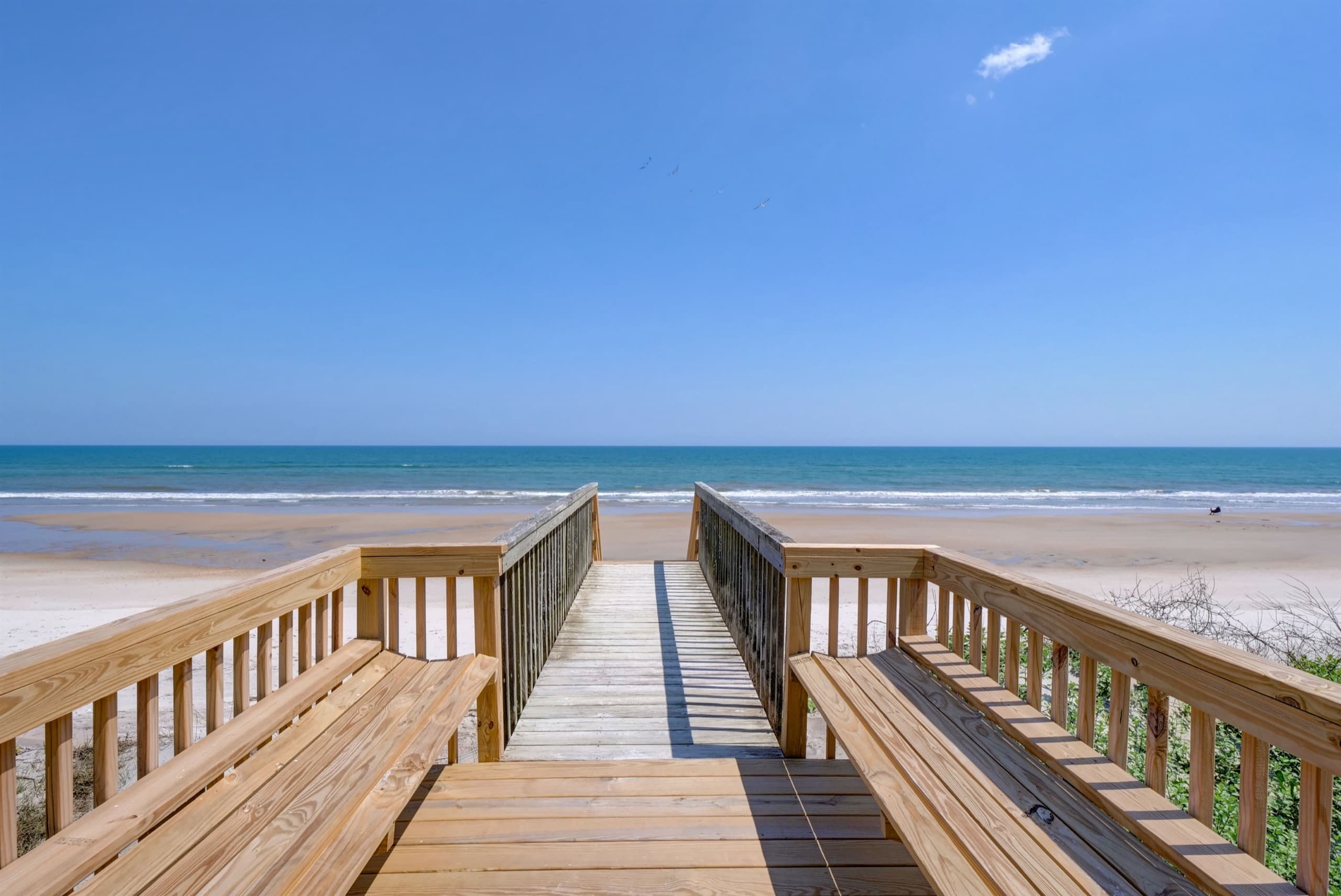 Private walkway over the dunes to the calm beach at North Topsail