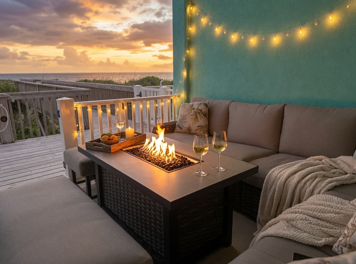 Beach chairs on the sand behind Sea La Vie, North Topsail Beach NC
